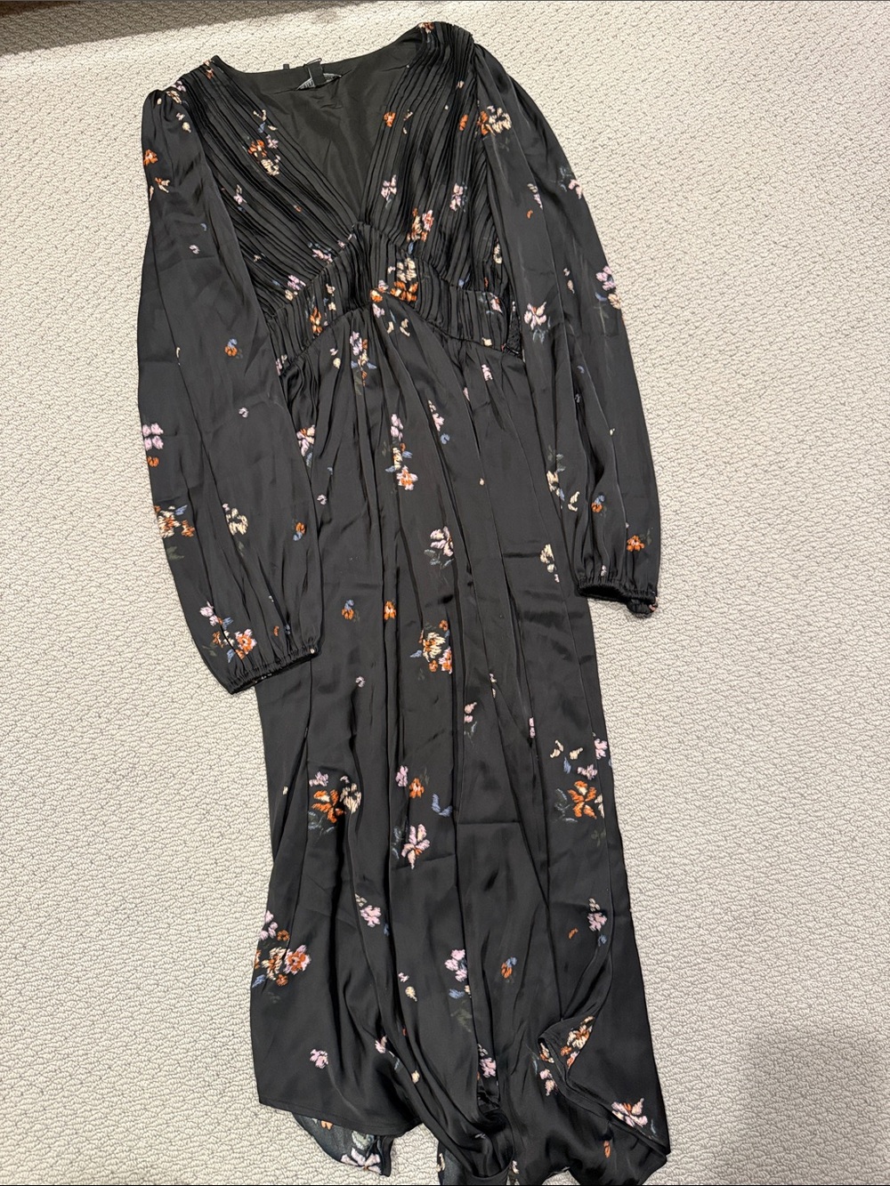 Steve Madden Black Floral Long-Sleeve Maxi Dress